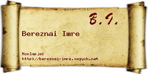 Bereznai Imre névjegykártya